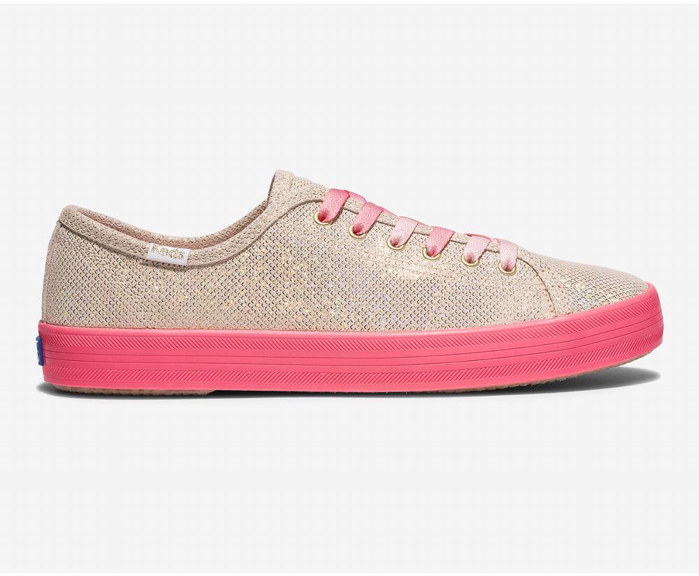 Women's Keds x Oh Joy! Kickstart Neon Foxing Iridescent Leather Sneakers Gold 3976820VM - South Afri